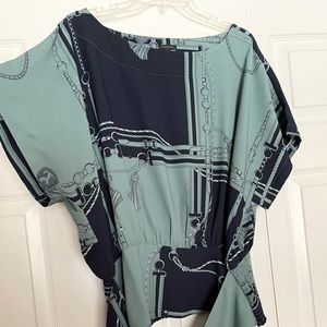 ANN TAYLOR Boat Neck Tie Waist Blouse